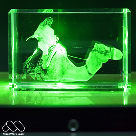 the process of 3d crystal engraving using green laser