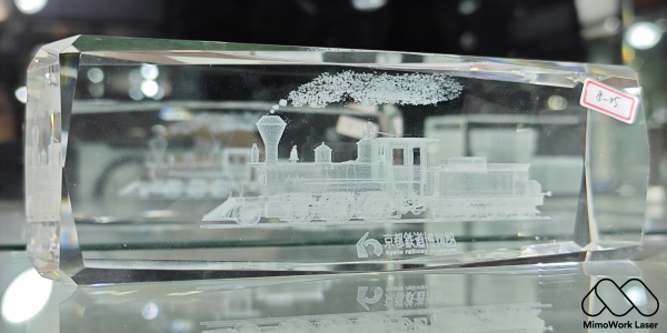 Laser Crystal Engraving of a Train